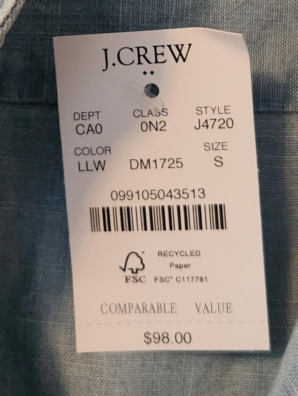 J. Crew Factory Women's Light Blue Chambray Button-Down Shirt - Picture 2 of 3